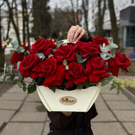 Ящик с красной французской розой